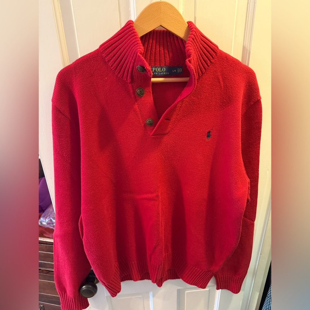 Ralph Lauren Men's Zip Up Red Sweater